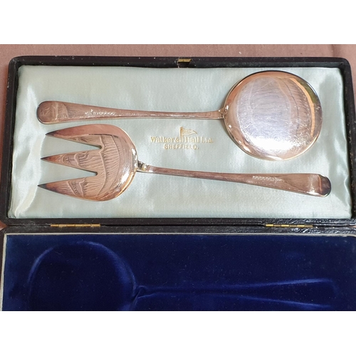 843 - Walker & Hail (Sheffield, England) Serving Cutlery Set in Original Box