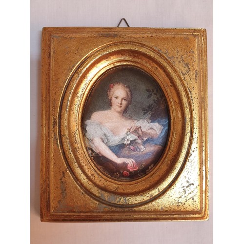 799 - Vintage Style Miniature of Rococo Painter Jean, Marc Nattier Painting of Young Womenin Gilded Frame,... 