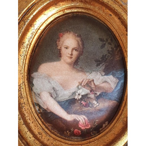 799 - Vintage Style Miniature of Rococo Painter Jean, Marc Nattier Painting of Young Womenin Gilded Frame,... 