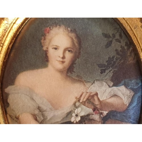 799 - Vintage Style Miniature of Rococo Painter Jean, Marc Nattier Painting of Young Womenin Gilded Frame,... 