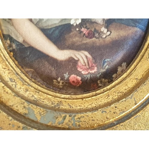 799 - Vintage Style Miniature of Rococo Painter Jean, Marc Nattier Painting of Young Womenin Gilded Frame,... 