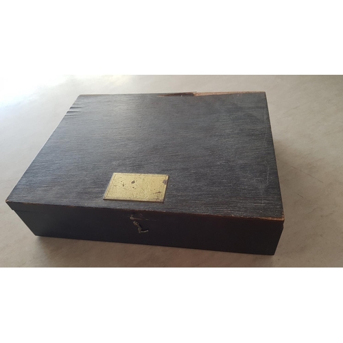 816 - Large Wooden Vintage Box (29 x 22 x 7.5cm) A/F with Collection of Jewellery and Others