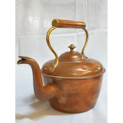 836 - Small Antique Style Copper Teapot / Kettle (Ø12cm x H:19.5cm)