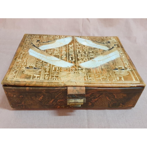 808 - Large Collection of Egyptian Pattern Jewellery Music Box (27 x 20 x 8cm, A/F) and 2 x Wall Decor Eng... 