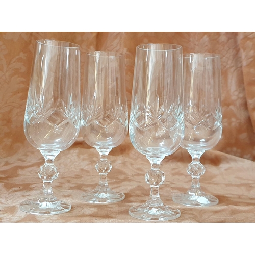 810 - Collection of 2 x Different Sets of Crystal Glasses (Each Set of 4 x Glasses)