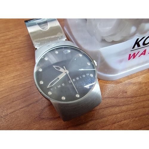 815 - 3 x Wrist Watches; 'Kosmo' White Colour in Case, 'Time Design' Stainless Steel and 'Bade' Black Colo... 