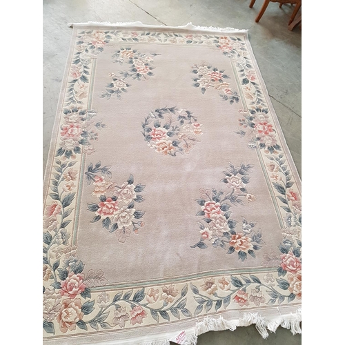 115 - Chinese Wool Large Carpet, Cream and Pink Floral Pattern (280 x 180cm)