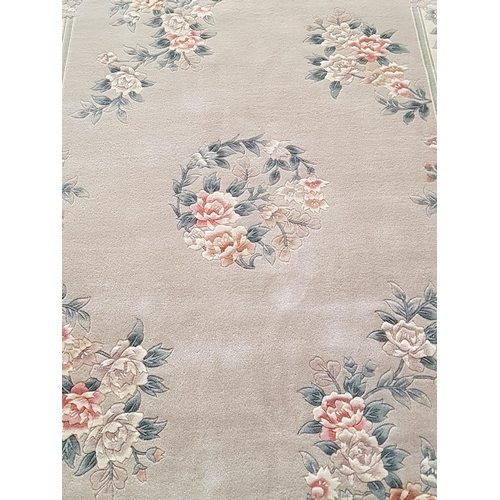 115 - Chinese Wool Large Carpet, Cream and Pink Floral Pattern (280 x 180cm)