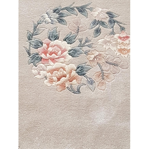 115 - Chinese Wool Large Carpet, Cream and Pink Floral Pattern (280 x 180cm)