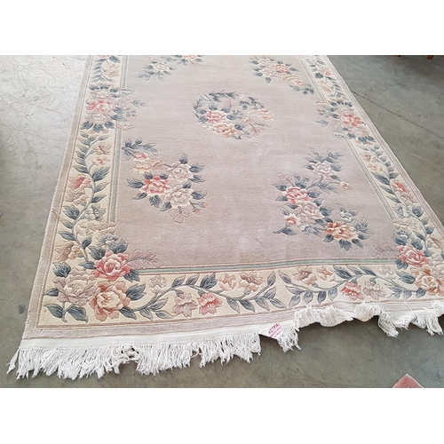 115 - Chinese Wool Large Carpet, Cream and Pink Floral Pattern (280 x 180cm)