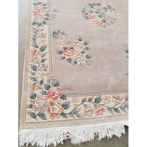 115 - Chinese Wool Large Carpet, Cream and Pink Floral Pattern (280 x 180cm)