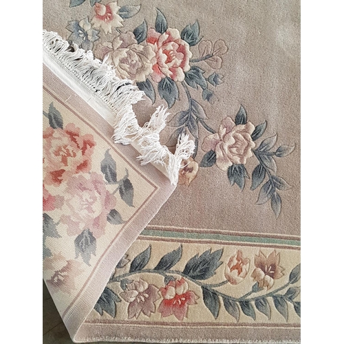 115 - Chinese Wool Large Carpet, Cream and Pink Floral Pattern (280 x 180cm)