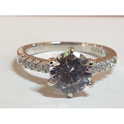 294 - .925 Silver with Large Zircon, Size P