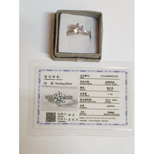 294 - .925 Silver with Large Zircon, Size P