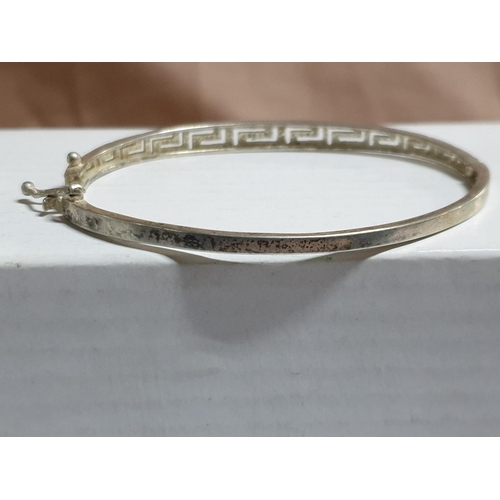 302 - Collection of 3-Silver Bracelets; C-Band (Cyprus Hallmark) Torque Bangle and Greek Key Bangle, Total... 