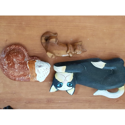 444 - Assorted Collection of 14 x Cat Figurines (Different Sizes, Style, Material etc)