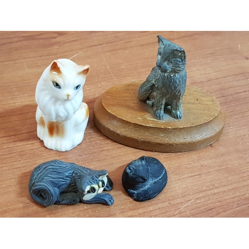 444 - Assorted Collection of 14 x Cat Figurines (Different Sizes, Style, Material etc)