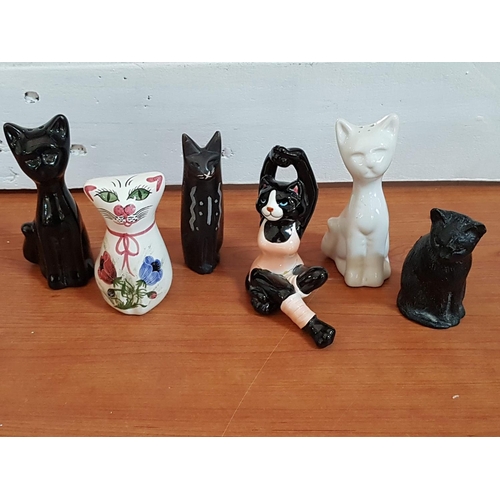 444 - Assorted Collection of 14 x Cat Figurines (Different Sizes, Style, Material etc)