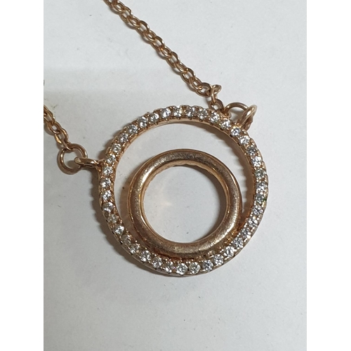 489 - In Gold Tone Silver (.925) Jewellery Large Filigree Pendant on Chain Circle Pendant on Chain and Pai... 