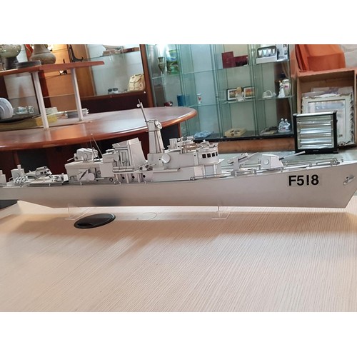 227 - Large Metal Scale Model of Warship, Possibly Assembled Sheet Metal Kit(?), (Approx. L 88cm)