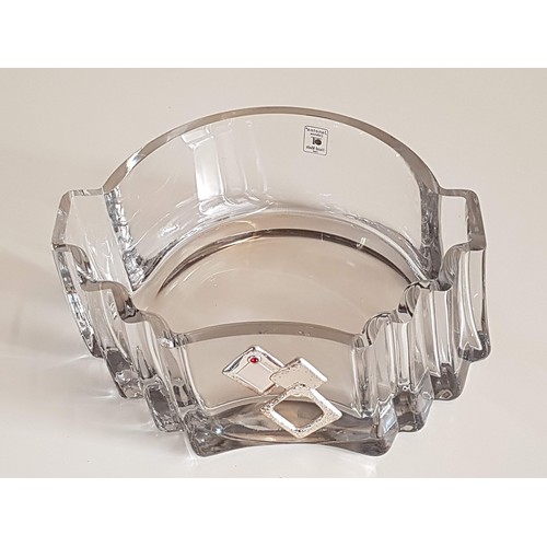 477 - Janetos Collection Irregular Shape Handmade Crystal Bowl with Silver Details (Approx. 21 x 24cm)