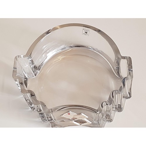 477 - Janetos Collection Irregular Shape Handmade Crystal Bowl with Silver Details (Approx. 21 x 24cm)