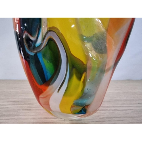 116 - Large Abstract Shaped Multi-Colour / Colourful Hand Blown 'Mdina Glass' Vase, Made in Malta, (Approx... 