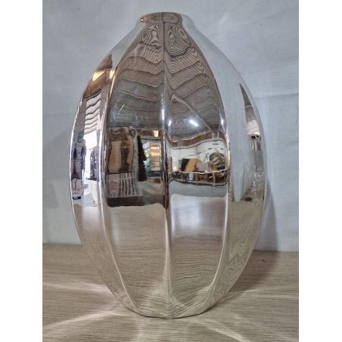 117 - Modern Silver Colour Ovoid Shaped Vase, (Approx. H: 30cm)