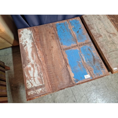 138C - 2 x Square Solid Wood Coffee / Side Tables with Distressed / Reclaimed Design, (Approx. 60 x 60 x 46... 