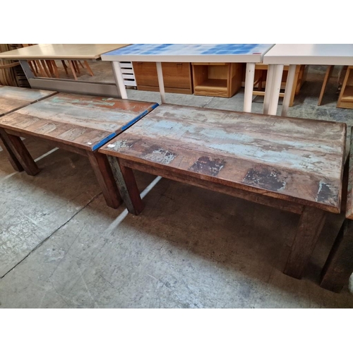 138E - 2 x Rectangular Solid Wood Coffee Tables with Distressed / Reclaimed Design, (Approx. 100 x 60 x 46c... 