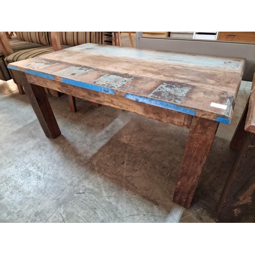 138F - Rectangular Solid Wood Coffee Table with Distressed / Reclaimed Design, (Approx. 100 x 60 x 46cm)