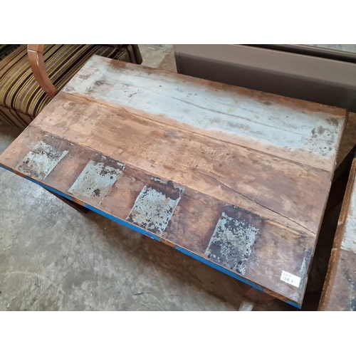 138F - Rectangular Solid Wood Coffee Table with Distressed / Reclaimed Design, (Approx. 100 x 60 x 46cm)