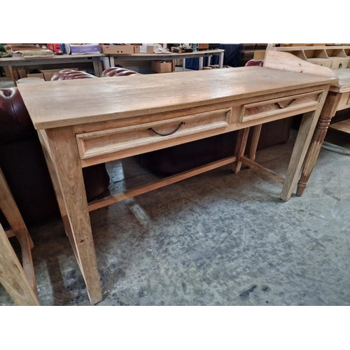 163B - Solid Wood Dressing Table / Desk / Console, with 2-Drawers over Square Legs & Spacers, (Approx. 140 ... 