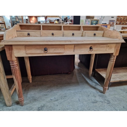 163C - Solid Wood Writing Desk / Dressing Table with 2 Drawers, Galleried Side & Back with 4-Drawers and Op... 