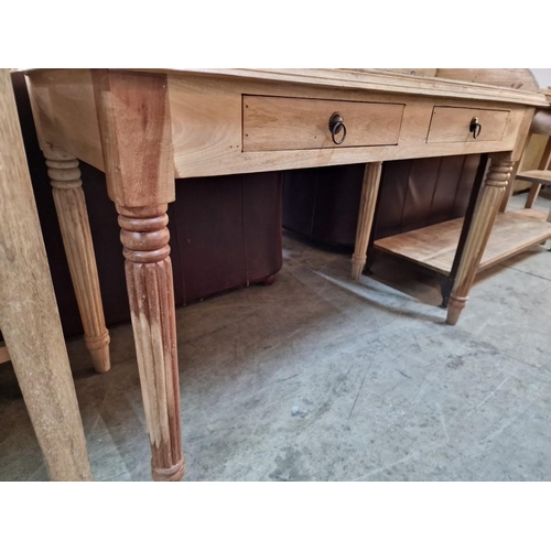 163C - Solid Wood Writing Desk / Dressing Table with 2 Drawers, Galleried Side & Back with 4-Drawers and Op... 