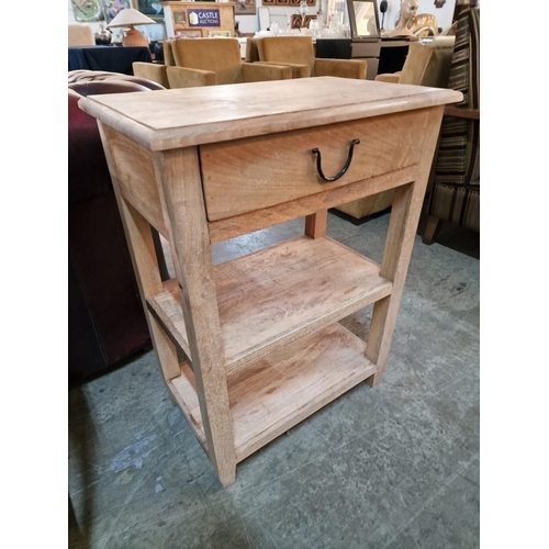 163E - Solid Wood Side Table with Drawer and 2 Lower Shelves, (Approx. 55 x 35 x 75cm)