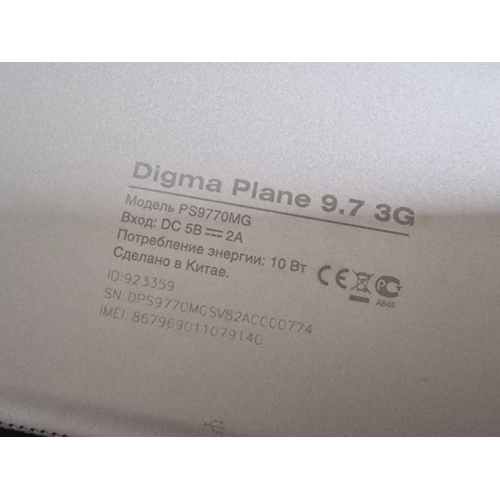 369 - Digma Plane 9.7 3G Tablet, (Model Ps9770MG), * Basic Test & Working *, Together with Cover / Case