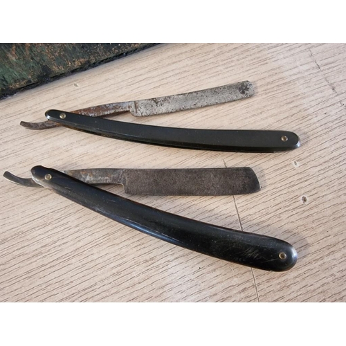 56 - Collection of Vintage Barber Items; Hair Clippers, 2 x Barbers Scissors, 2 x Cut Throat Razors and '... 