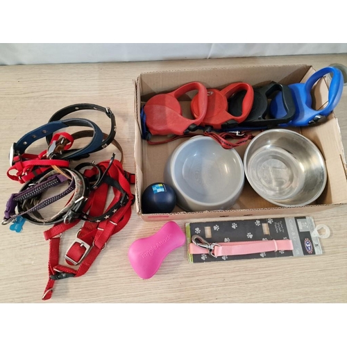 95 - Collection of Dog Accessories; Bowls, Leads, Collars, Brush, etc