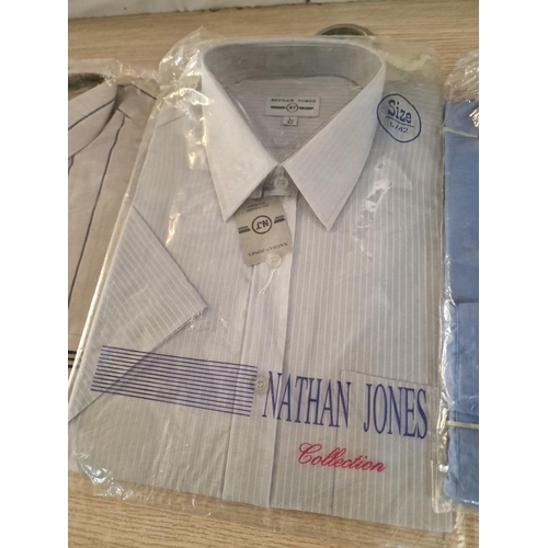 96 - 3 x Gents Formal Shirts; Harry Morgan, Nathan Jones and Other, (Sizes 42, 42 & 43/44), Unused in Pac... 