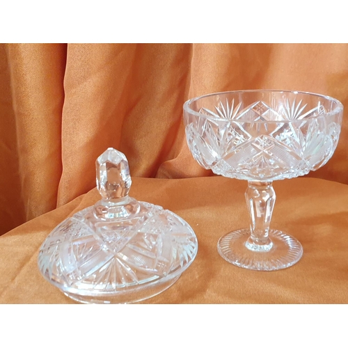 122 - Large Crystals Bon - Bon Pedestal Bowl with Lid (H:28 x Ø15cm)