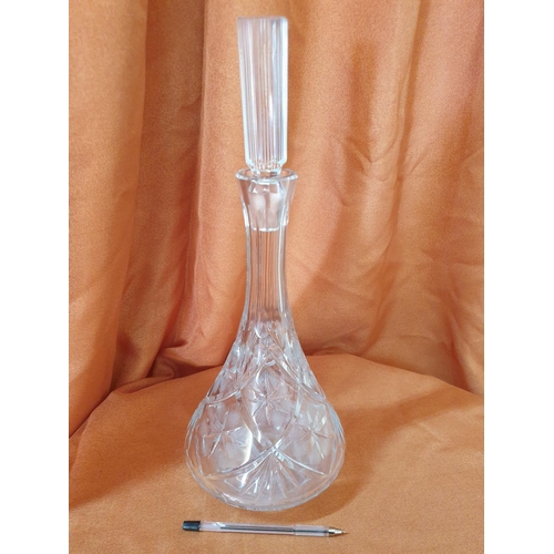 433 - Heavy Crystal Decanter with Decorative Stopper