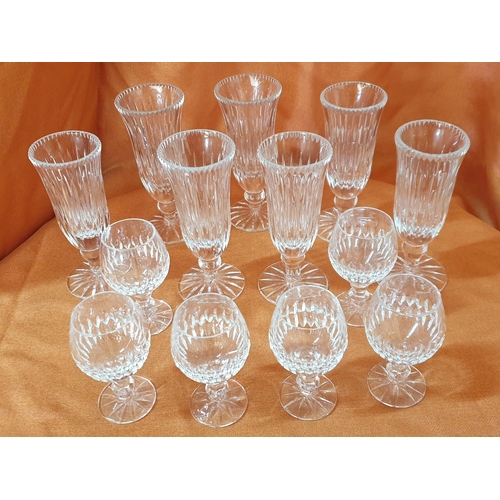 441 - Crystals Glasses; 7 x Champagne Glasses and 6 x Liqueur Glasses