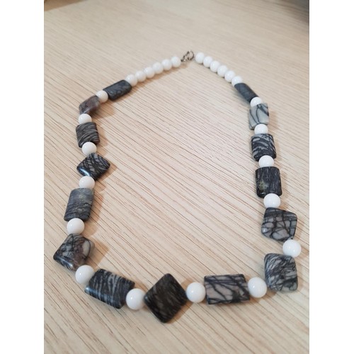 415 - Collection of Hand Made Necklaces; White / Grey / Clear Natural Stones / Crystals and Other Beads (L... 