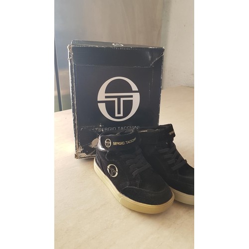 827 - Sergio Tacchini Girls Velvet High-Top Trainers Black / Gold Size 28, UK 10 (Cushioned and Padded Ank... 