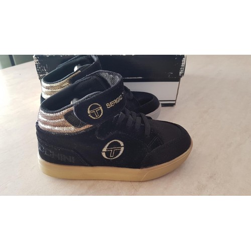 827 - Sergio Tacchini Girls Velvet High-Top Trainers Black / Gold Size 28, UK 10 (Cushioned and Padded Ank... 