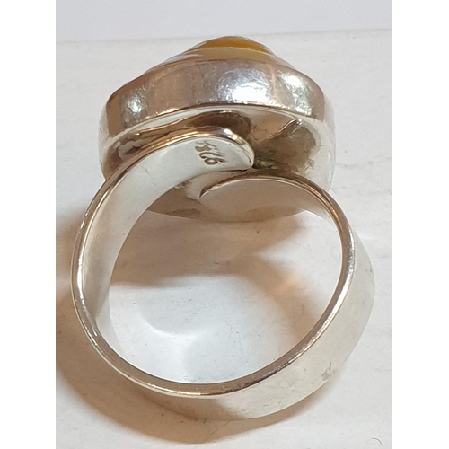 123 - Un-Usual Silver Ring with Shell, Size R, Total Weight 8gr