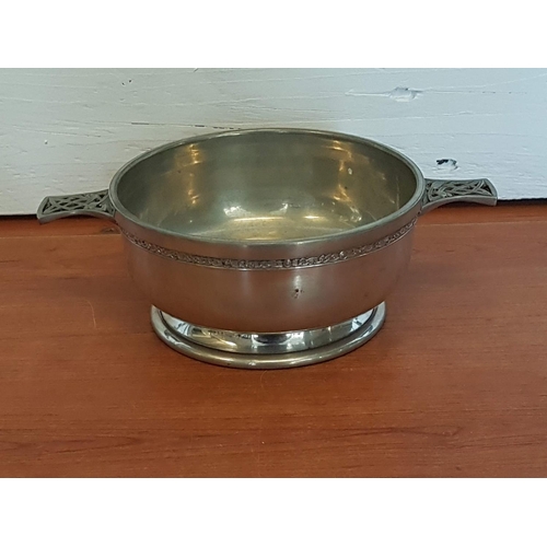 187 - Vintage Scottish Quaich Bowl for Whisky Tasting (Circa 1970's Celtic Knit Design, Pewter), (Ø14cm x ... 