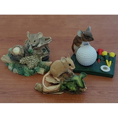 355 - Art Mouse Border Fine Art Figurines of Mouse (H 7 - 8cm), (3)