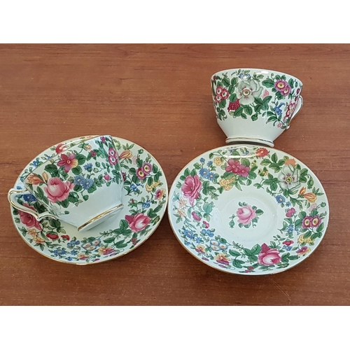 358 - Vintage Thousand Flowers Crown Staffordshire England - Tea / Coffee Set; 8 x Cups and 12 x Saucers